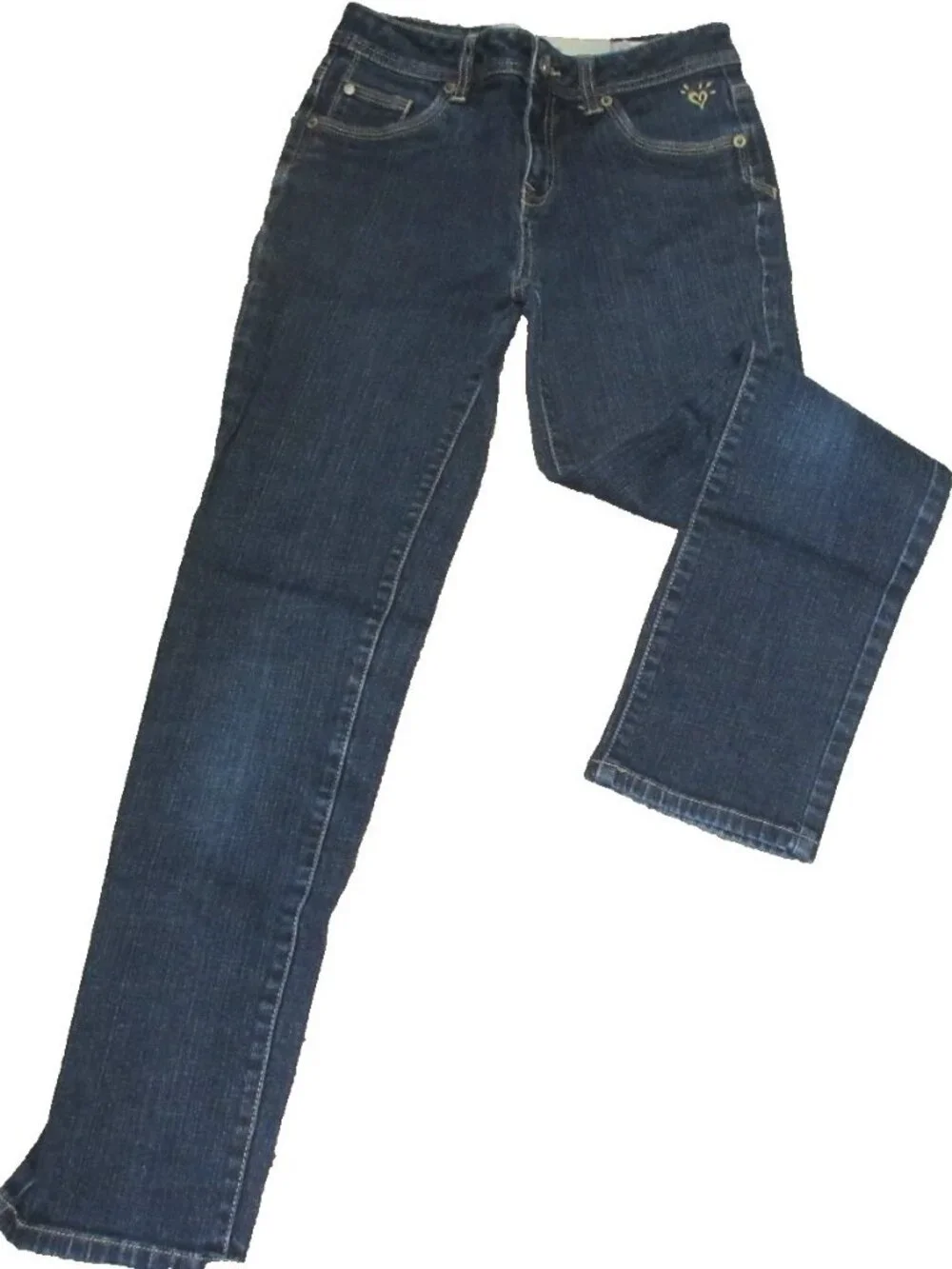 justice girls dark denim blue jeans straight leg sz 12R zipper Button